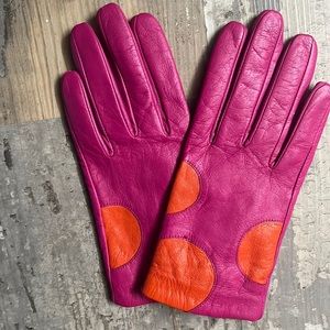 Kate Spade pink/orange polka dot gloves 6.5